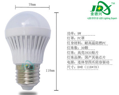 深圳市金德興照明 12W超亮E27螺口LED球泡燈，節能批發熱銷之選